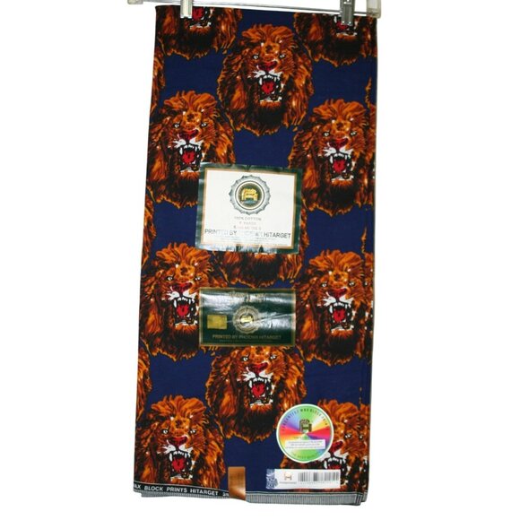 Phoenix Hitarget Other - African Lion Wax Block Cotton Fabric Phoenix Hitarget 6 Yds Nigerian Wedding NWT